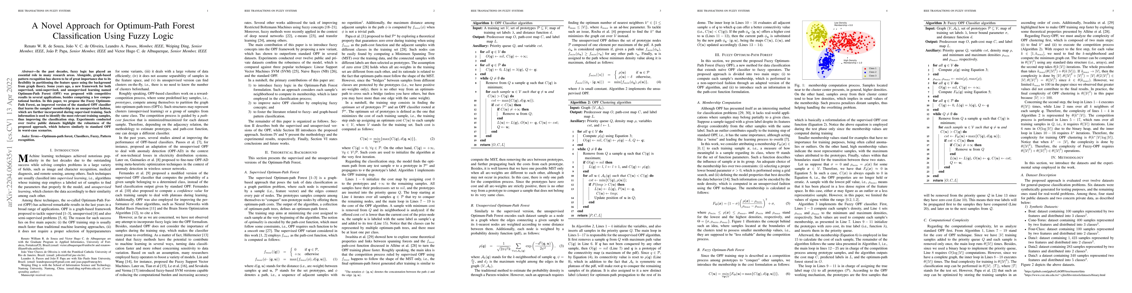 Thumbnail for A Novel Approach for Optimum-Path Forest Classification Using Fuzzy
  Logic