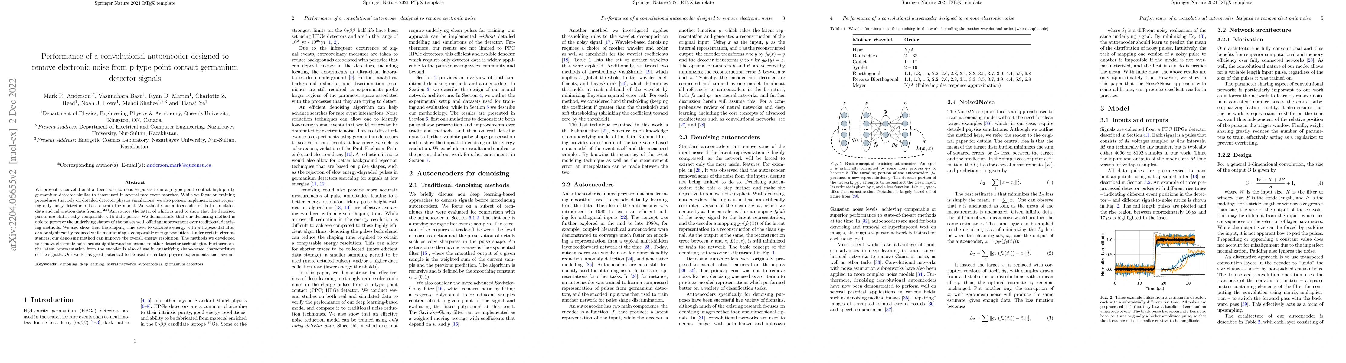 Thumbnail for Performance of a convolutional autoencoder designed to remove electronic
  noise from p-type point contact germanium detector signals
