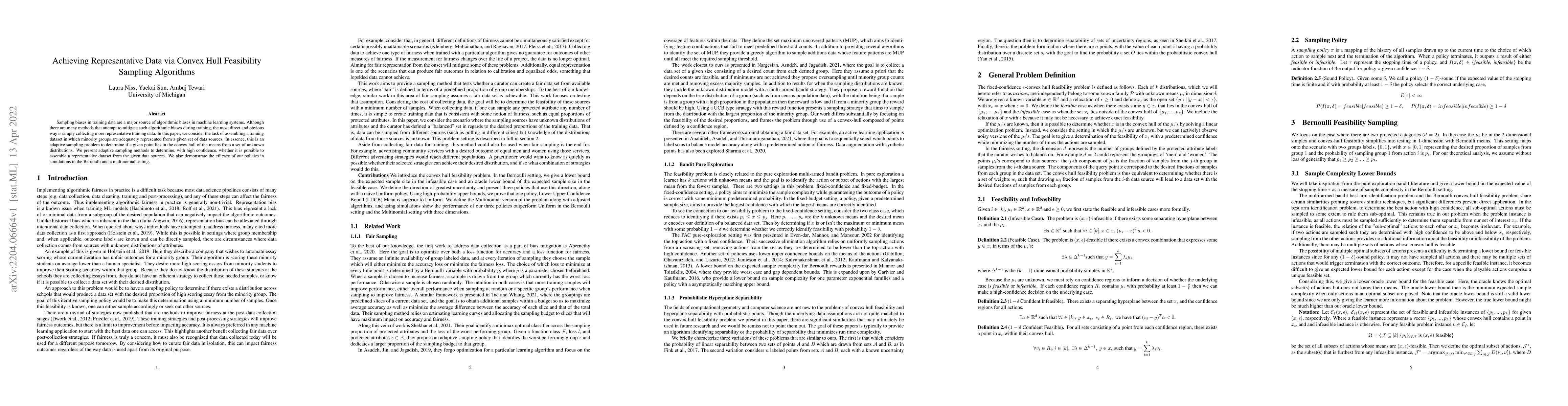 Thumbnail for Achieving Representative Data via Convex Hull Feasibility Sampling
  Algorithms