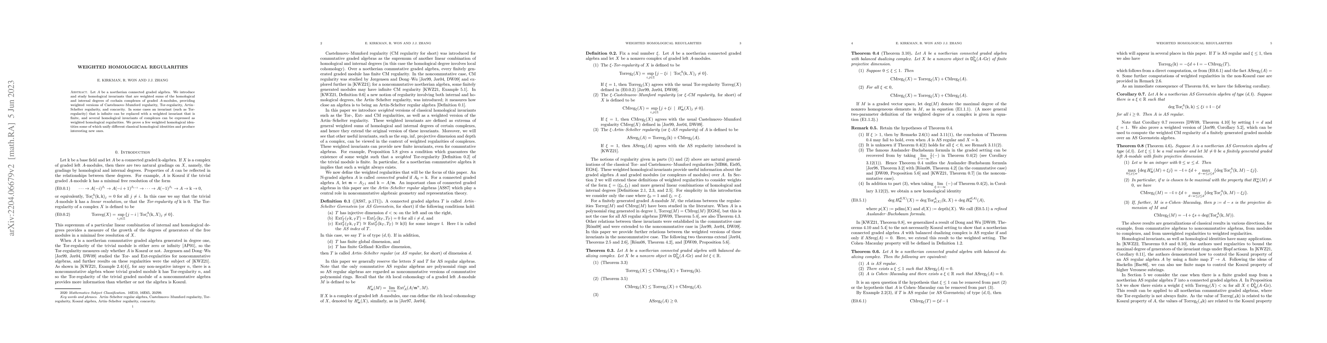 Thumbnail for Weighted homological regularities