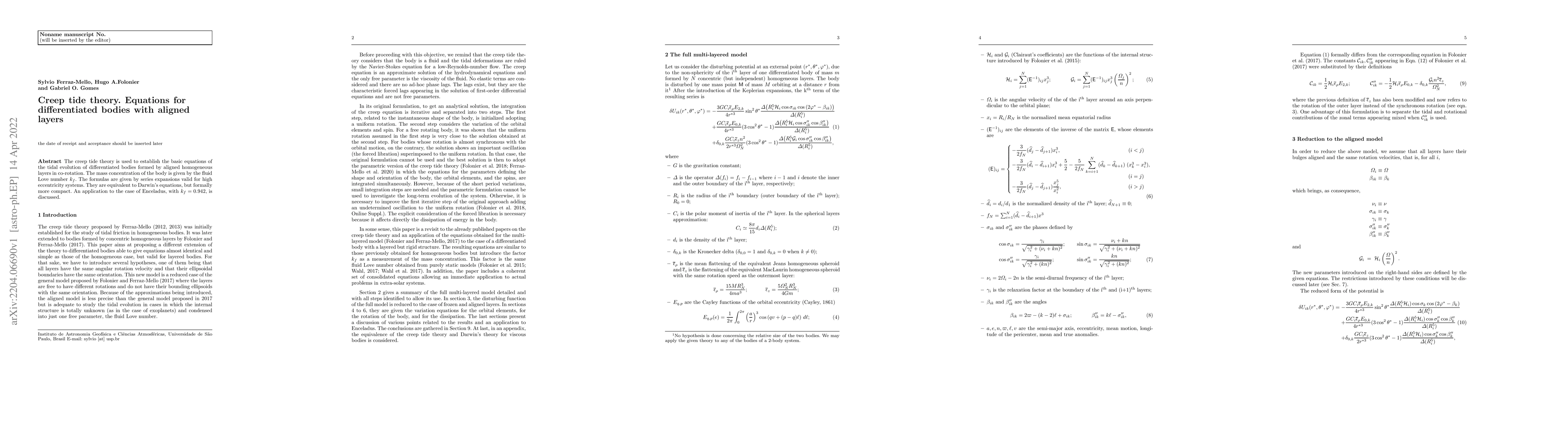 Thumbnail for Creep tide theory. Equations for differentiated bodies with aligned
  layers