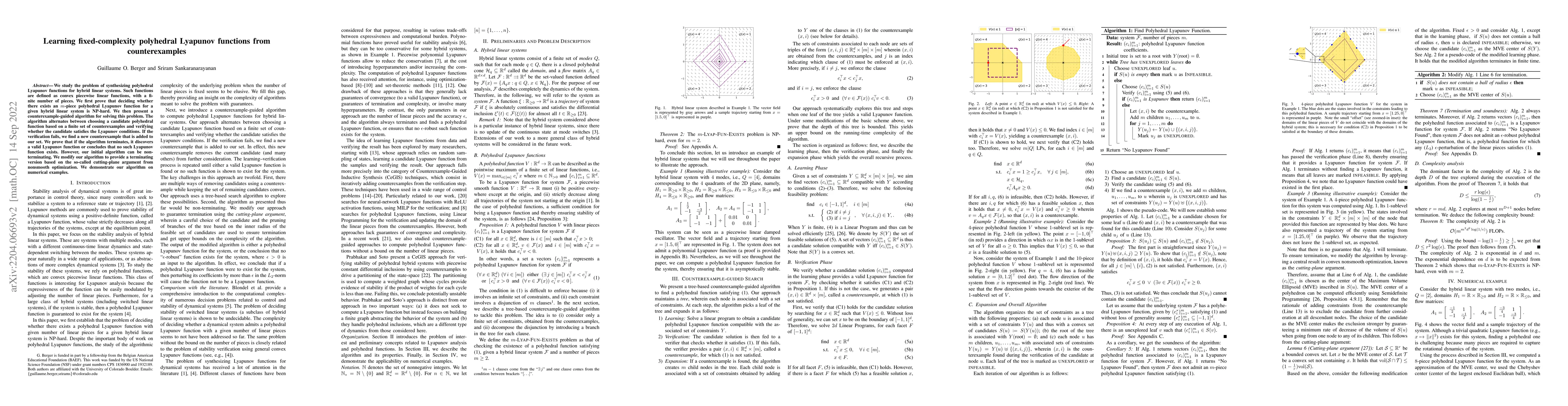 Thumbnail for Learning fixed-complexity polyhedral Lyapunov functions from
  counterexamples
