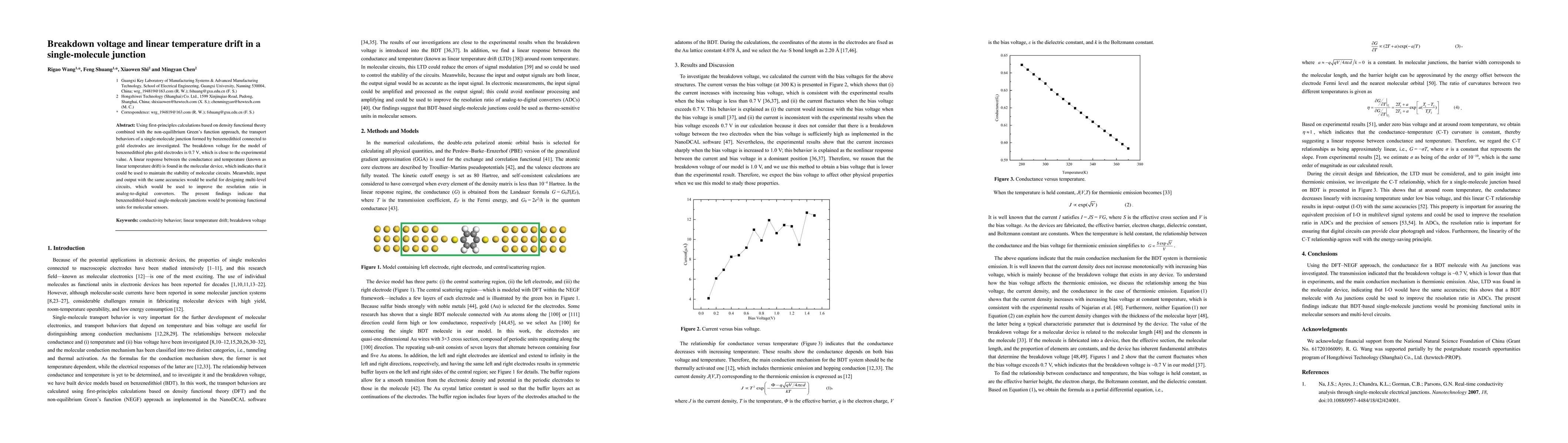 Thumbnail for Breakdown voltage and linear temperature drift in a single-molecule
  junction