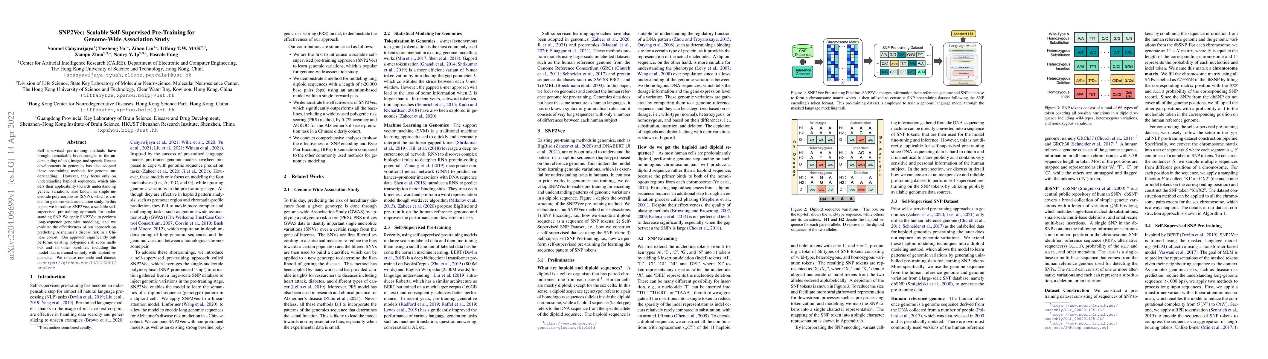 Thumbnail for SNP2Vec: Scalable Self-Supervised Pre-Training for Genome-Wide
  Association Study