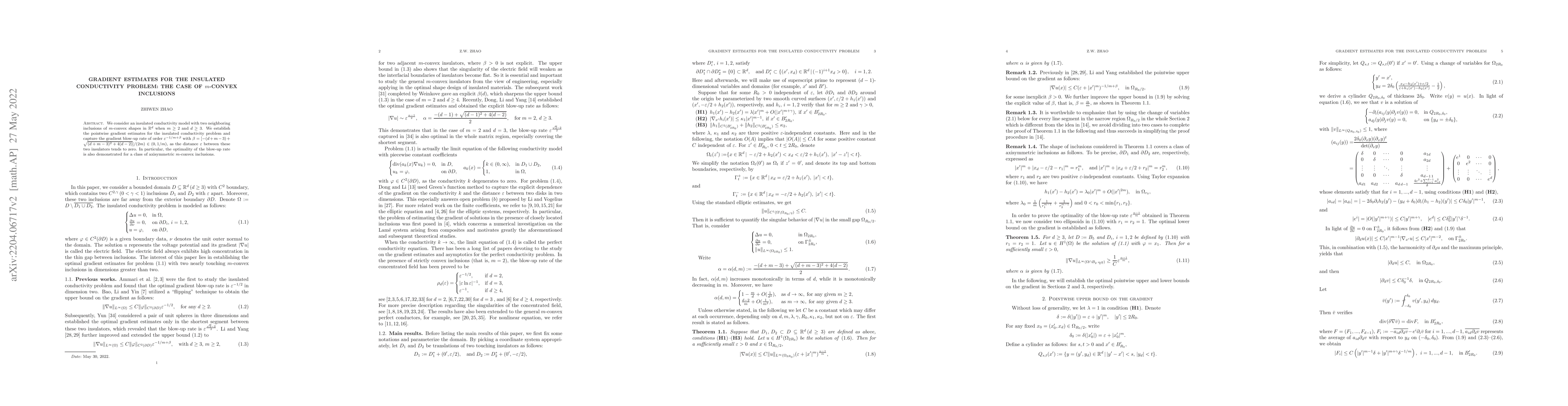 Thumbnail for Gradient estimates for the insulated conductivity problem: the case of
  $m$-convex inclusions