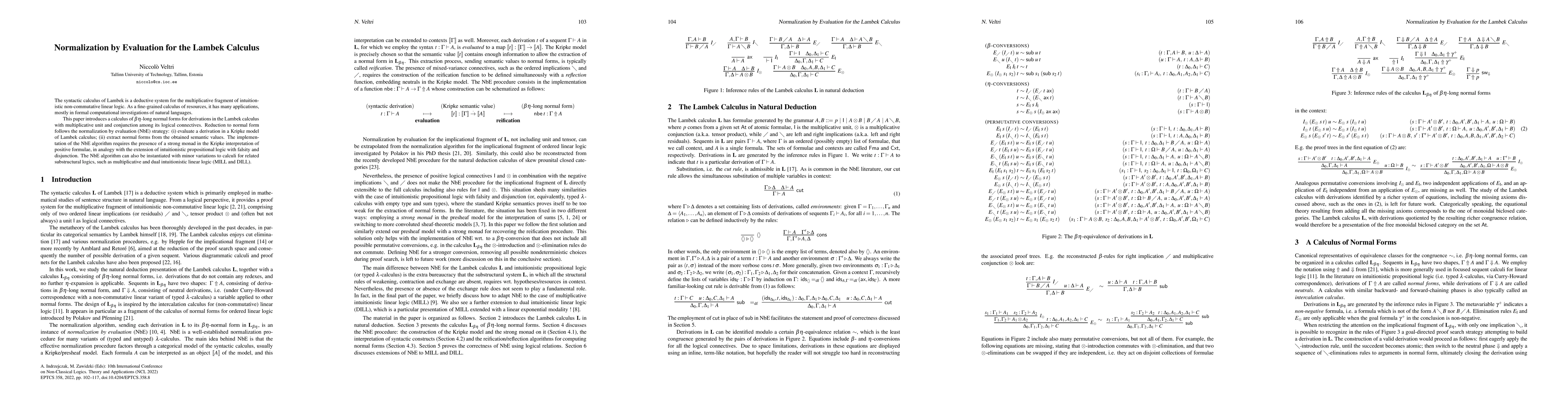 Thumbnail for Normalization by Evaluation for the Lambek Calculus