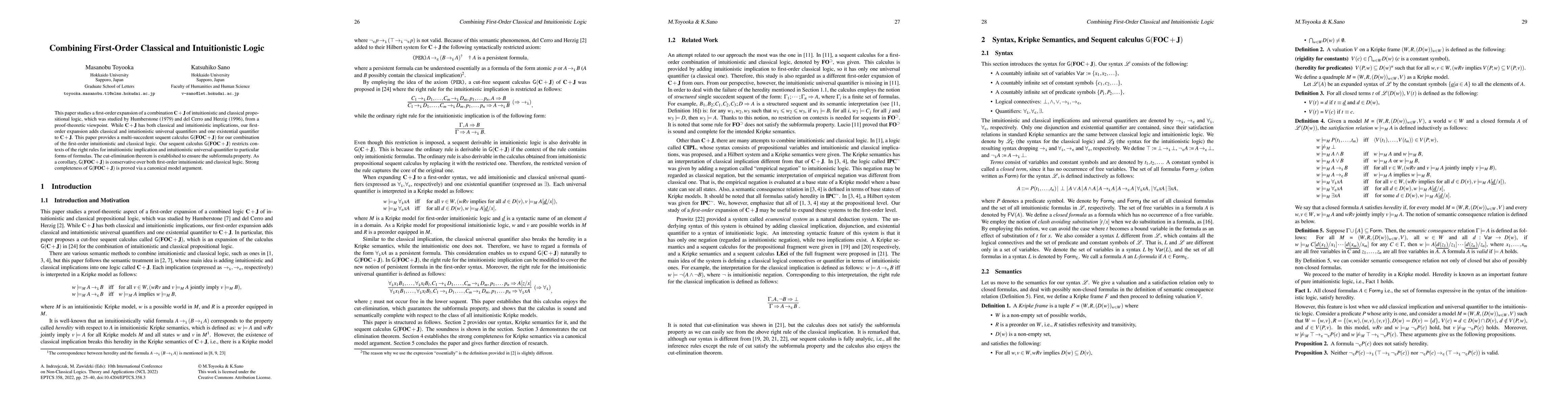 Thumbnail for Combining First-Order Classical and Intuitionistic Logic