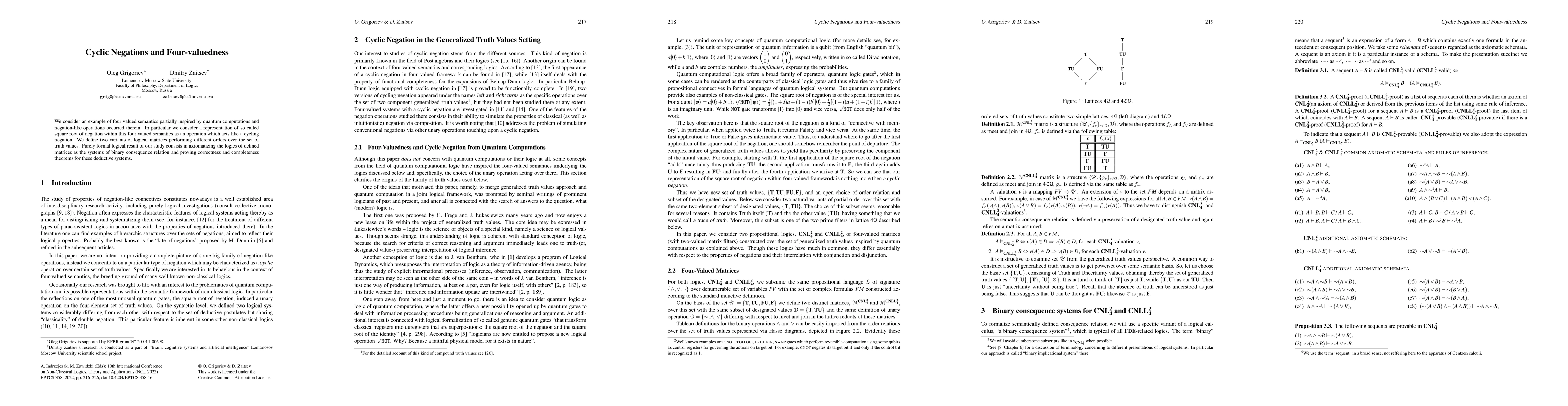 Thumbnail for Cyclic Negations and Four-valuedness