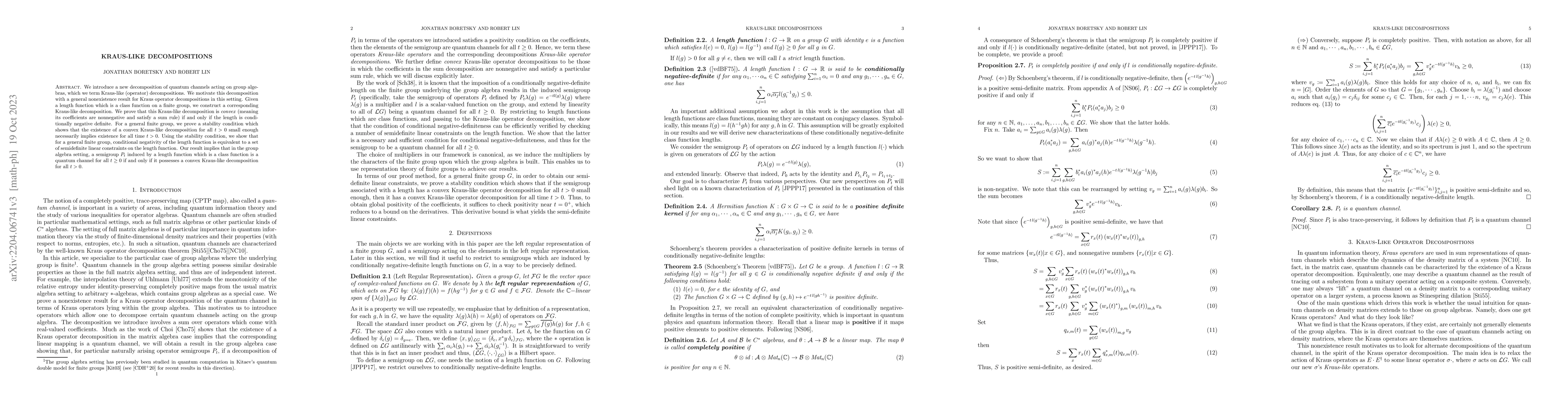 Thumbnail for Kraus-Like Decompositions