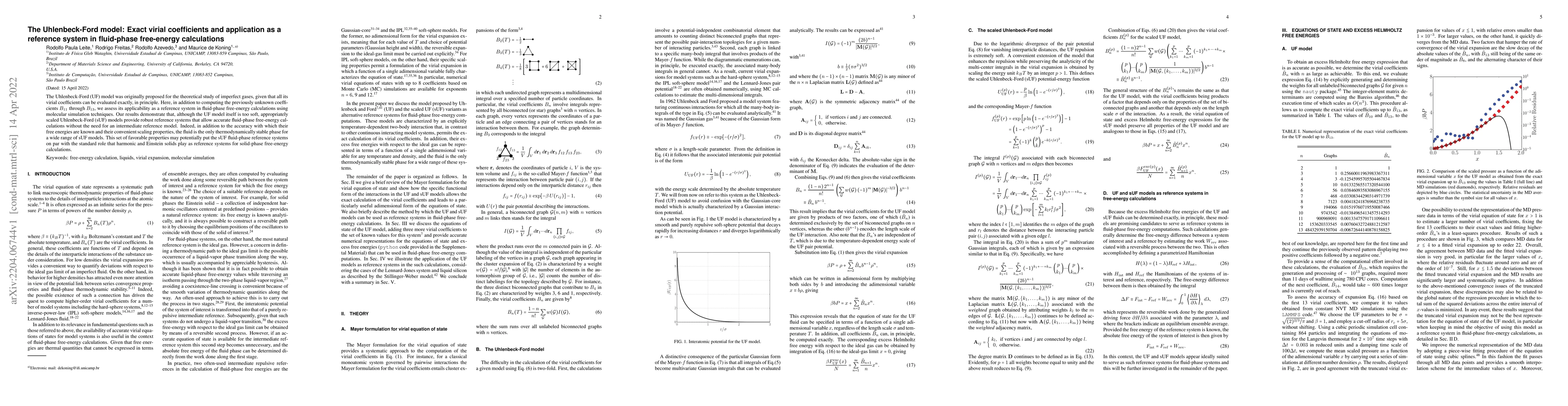 Thumbnail for The Uhlenbeck-Ford model: Exact virial coefficients and application as a
  reference system in fluid-phase free-energy calculations