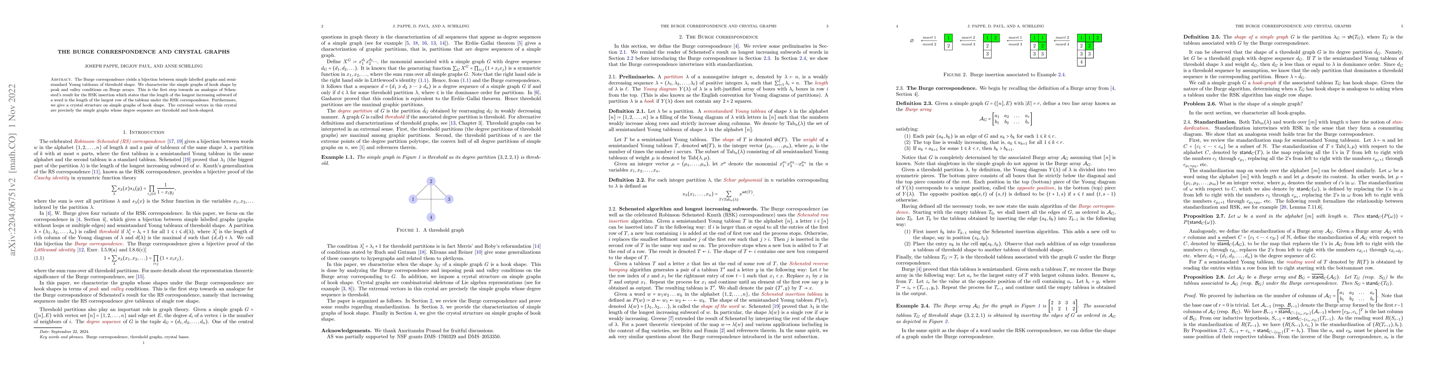 Thumbnail for The Burge correspondence and crystal graphs