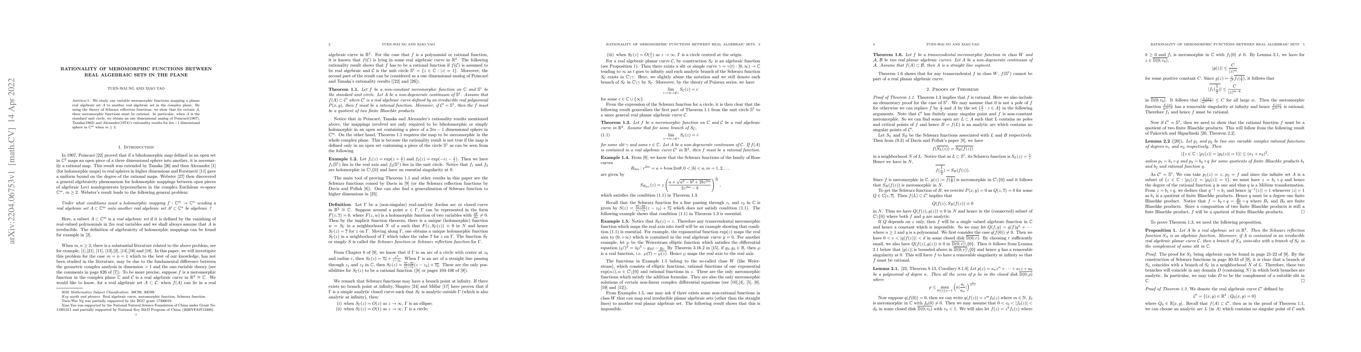 Thumbnail for Rationality of meromorphic functions between real algebraic sets in the
  plane