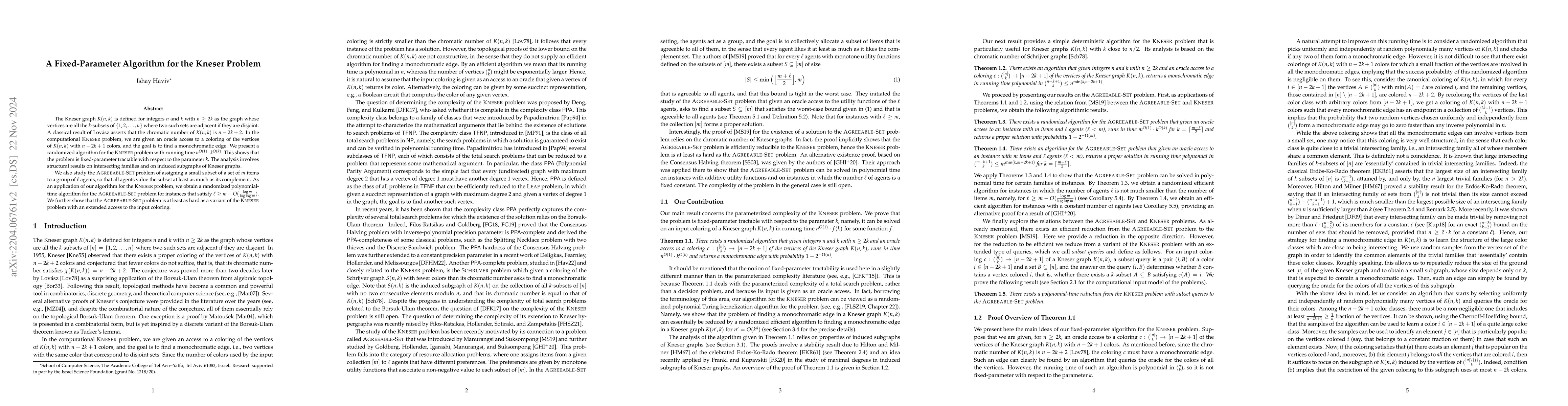 Thumbnail for A Fixed-Parameter Algorithm for the Kneser Problem