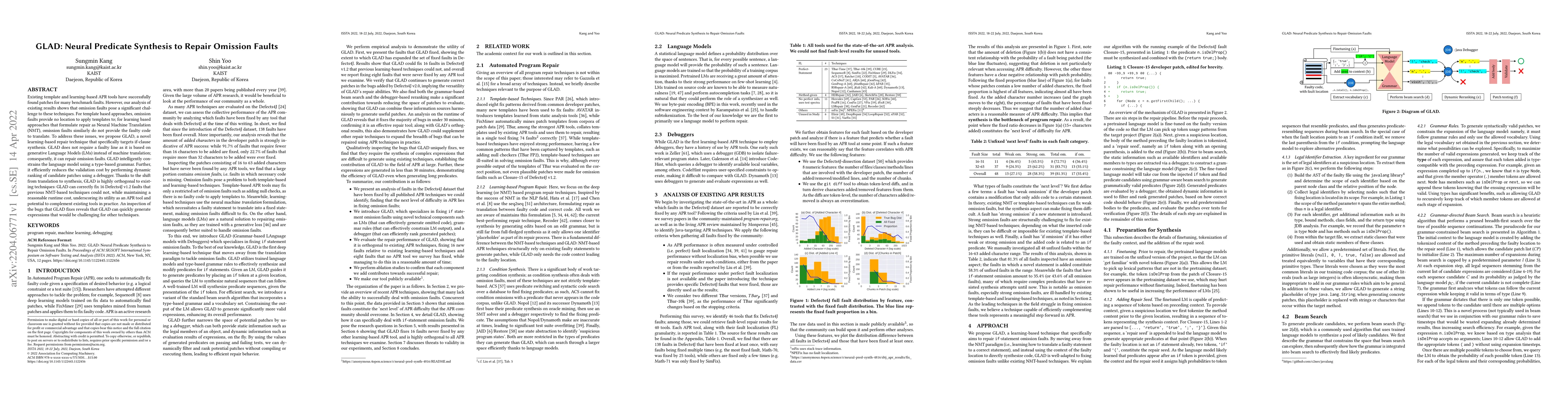 Thumbnail for GLAD: Neural Predicate Synthesis to Repair Omission Faults