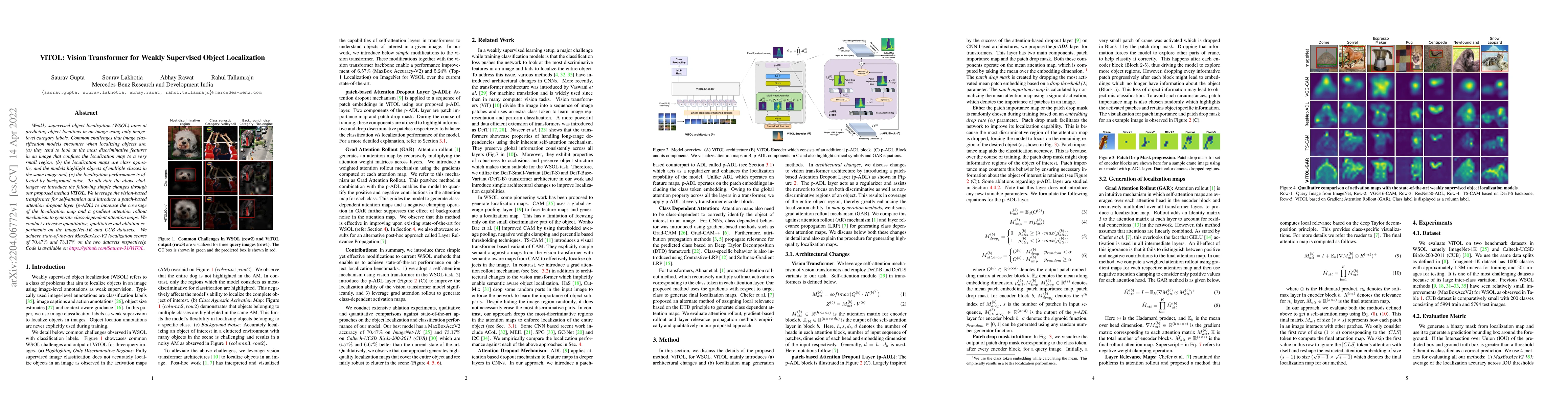 Thumbnail for ViTOL: Vision Transformer for Weakly Supervised Object Localization