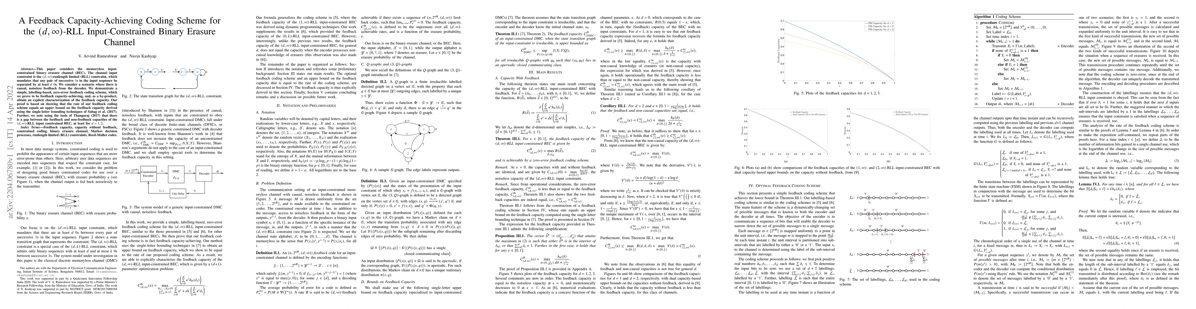 Thumbnail for A Feedback Capacity-Achieving Coding Scheme for the $(d,\infty)$-RLL
  Input-Constrained Binary Erasure Channel
