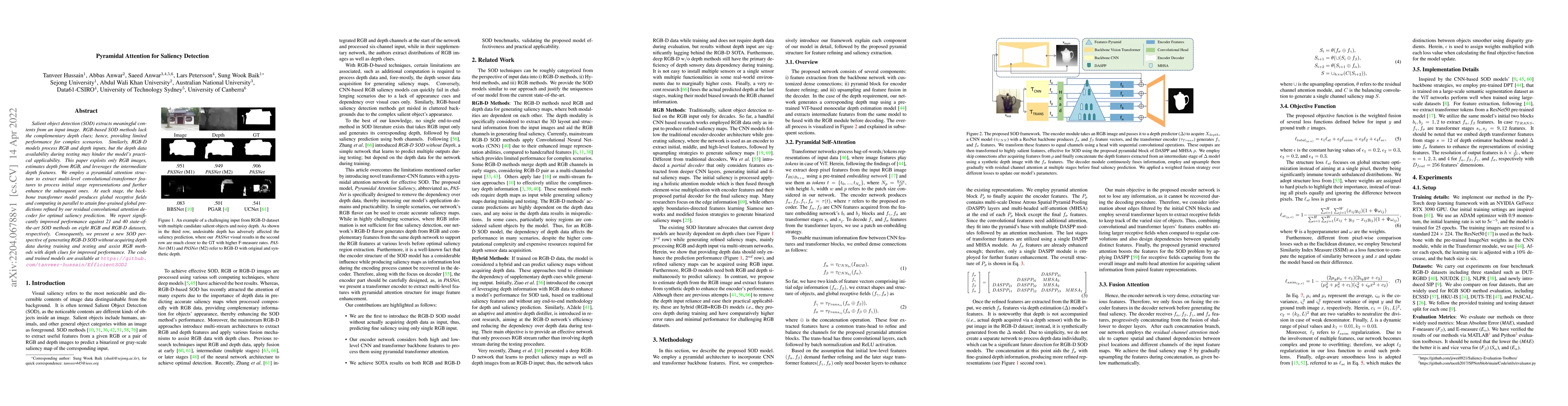 Thumbnail for Pyramidal Attention for Saliency Detection