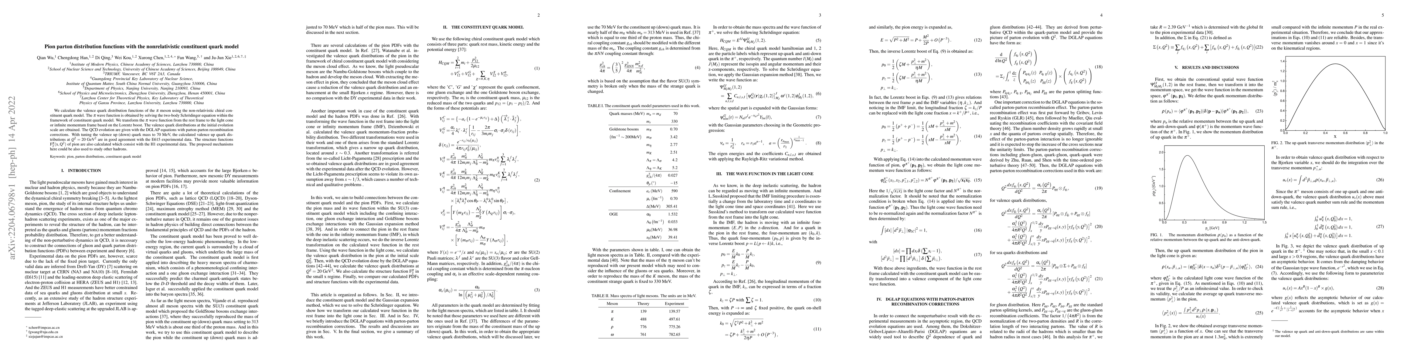Thumbnail for Pion parton distribution functions with the nonrelativistic constituent
  quark model