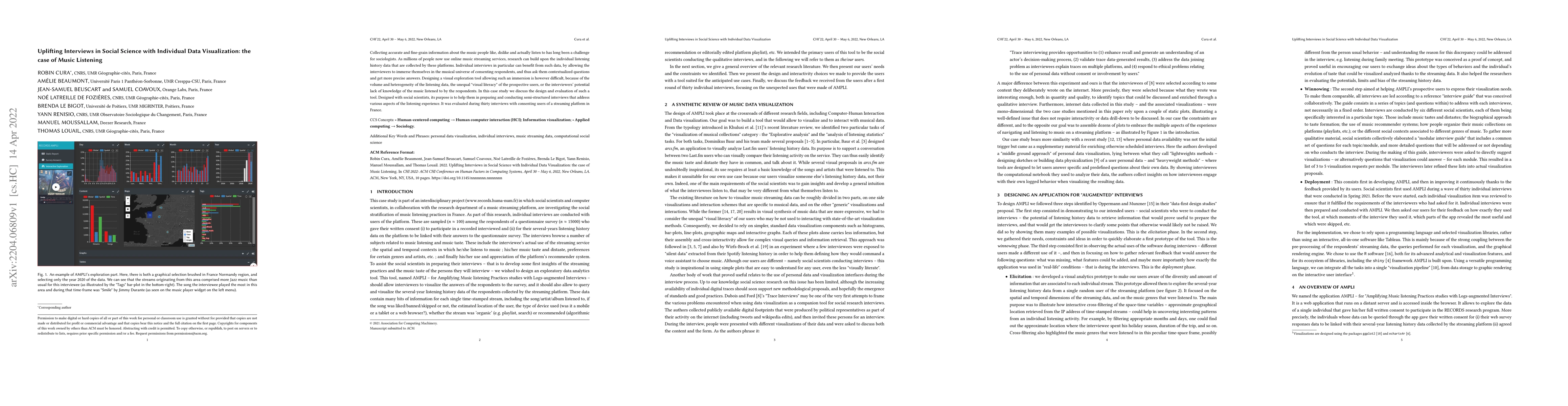 Thumbnail for Uplifting Interviews in Social Science with Individual Data
  Visualization: the case of Music Listening