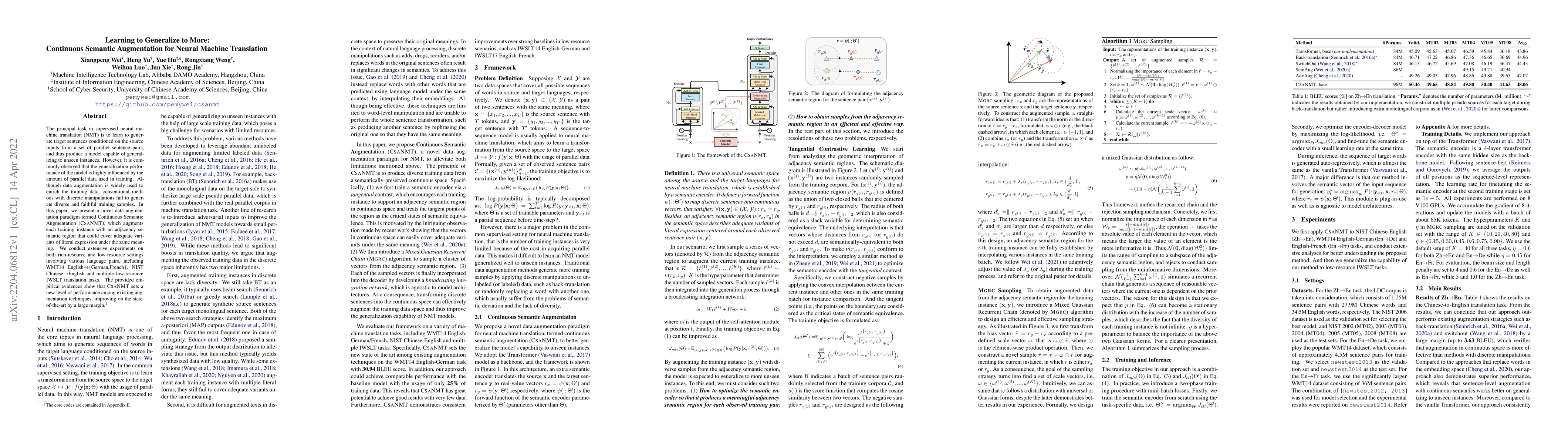Thumbnail for Learning to Generalize to More: Continuous Semantic Augmentation for
  Neural Machine Translation