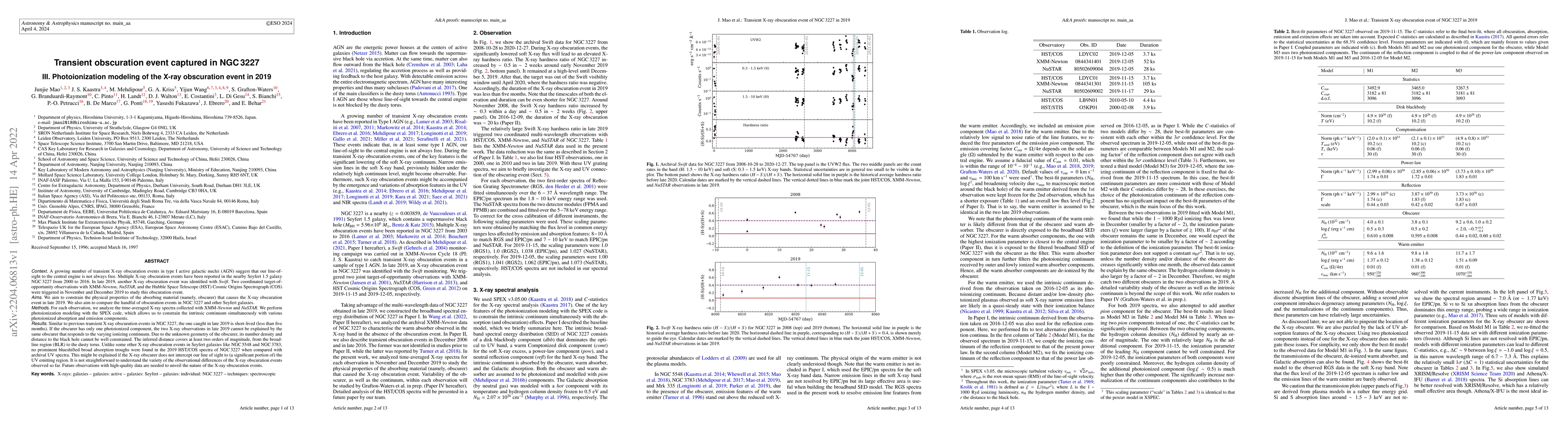 Thumbnail for Transient obscuration event captured in NGC 3227 III. Photoionization
  modeling of the X-ray obscuration event in 2019