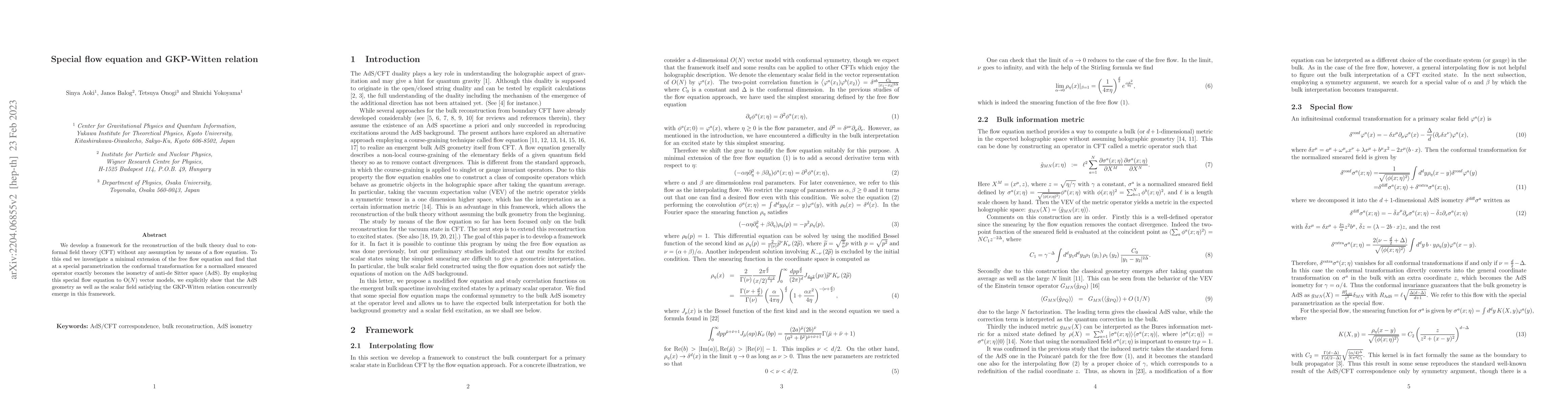 Thumbnail for Special flow equation and GKP-Witten relation
