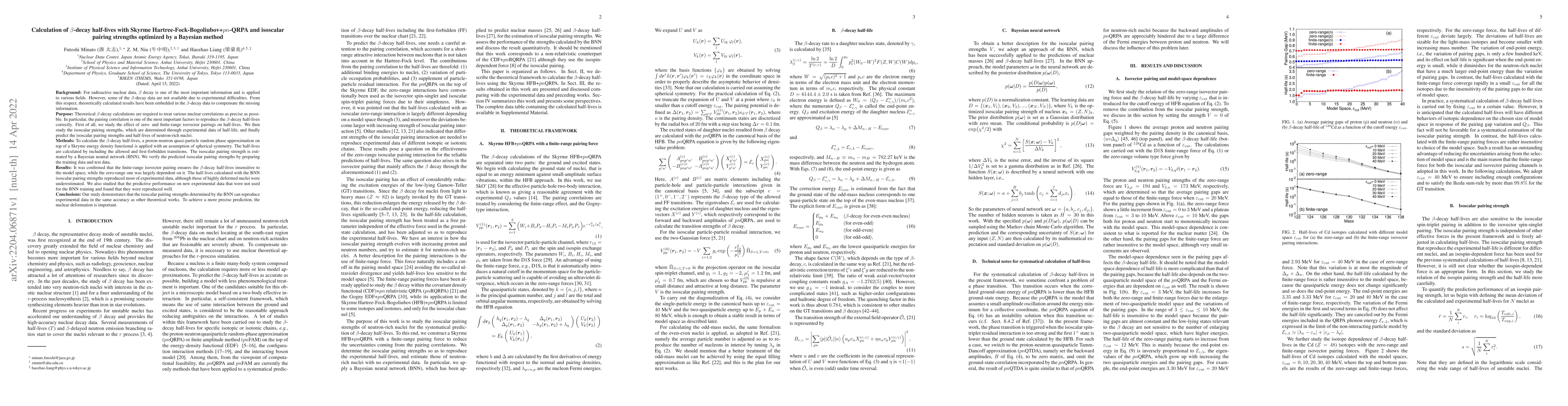 Thumbnail for Calculation of $\beta$-decay half-lives with Skyrme
  Hartree-Fock-Bogoliubov+$pn$-QRPA and isoscalar pairing strengths optimized
  by a Bayesian method