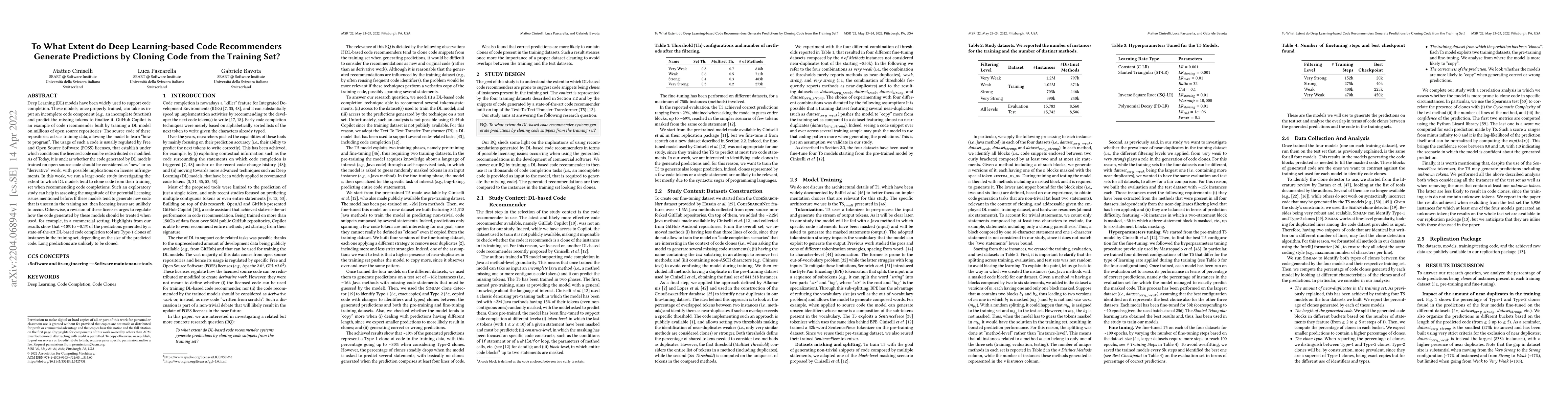 Thumbnail for To What Extent do Deep Learning-based Code Recommenders Generate
  Predictions by Cloning Code from the Training Set?