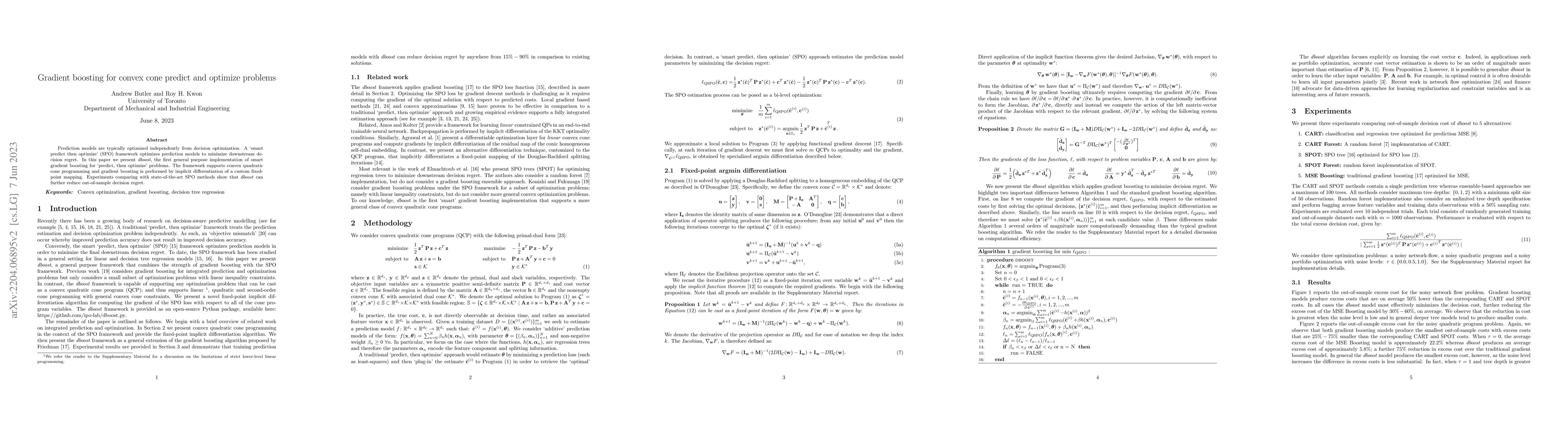 Thumbnail for Gradient boosting for convex cone predict and optimize problems