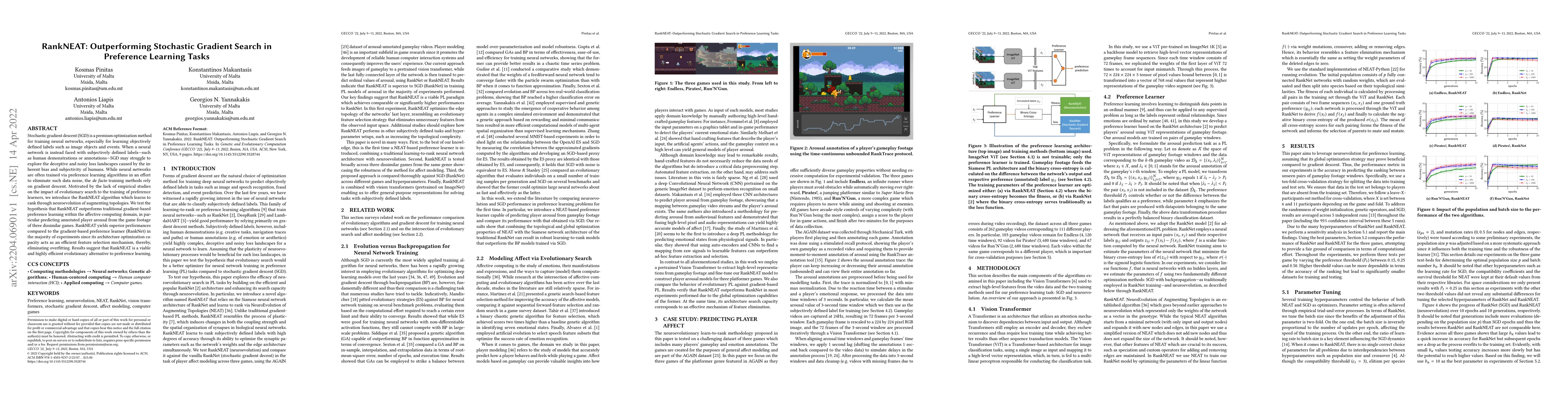 Thumbnail for RankNEAT: Outperforming Stochastic Gradient Search in Preference
  Learning Tasks