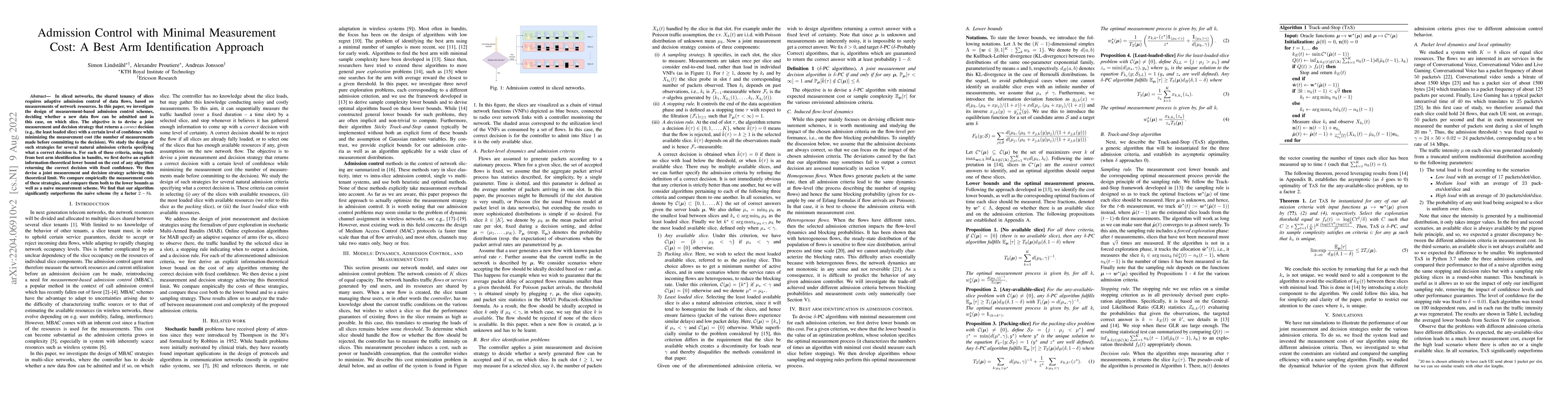 Thumbnail for Measurement-based Admission Control in Sliced Networks: A Best Arm
  Identification Approach