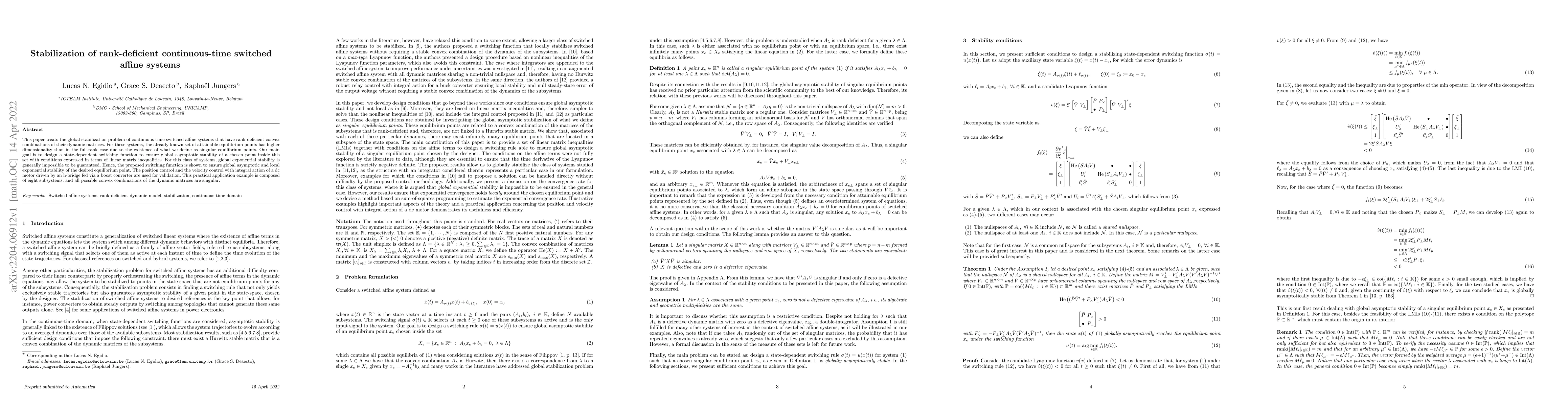 Thumbnail for Stabilization of rank-deficient continuous-time switched affine systems