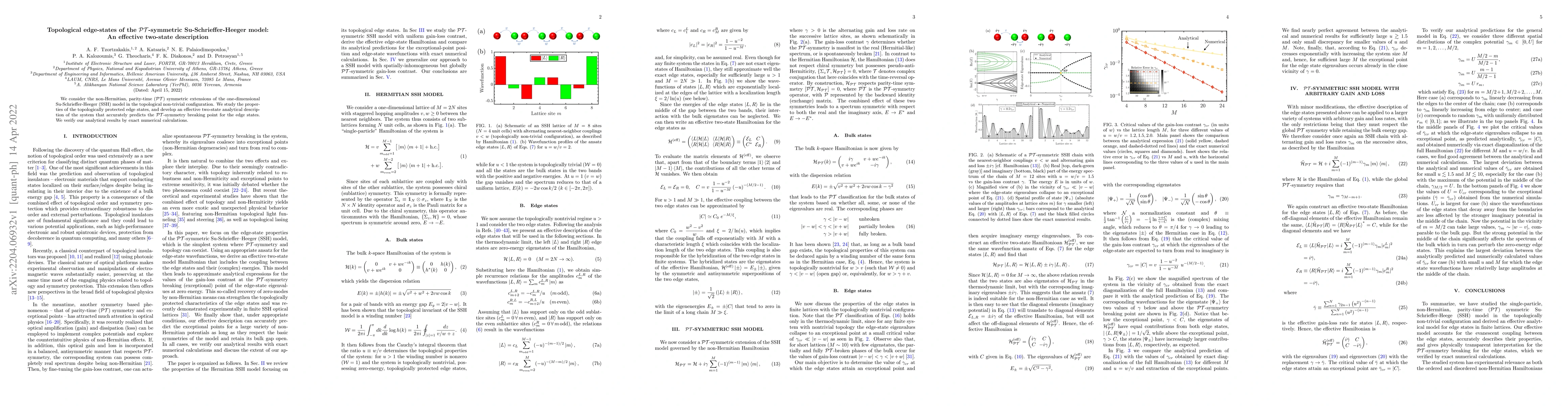 Thumbnail for Topological edge-states of the PT-symmetric Su-Schrieffer-Heeger model:
  An effective two-state description
