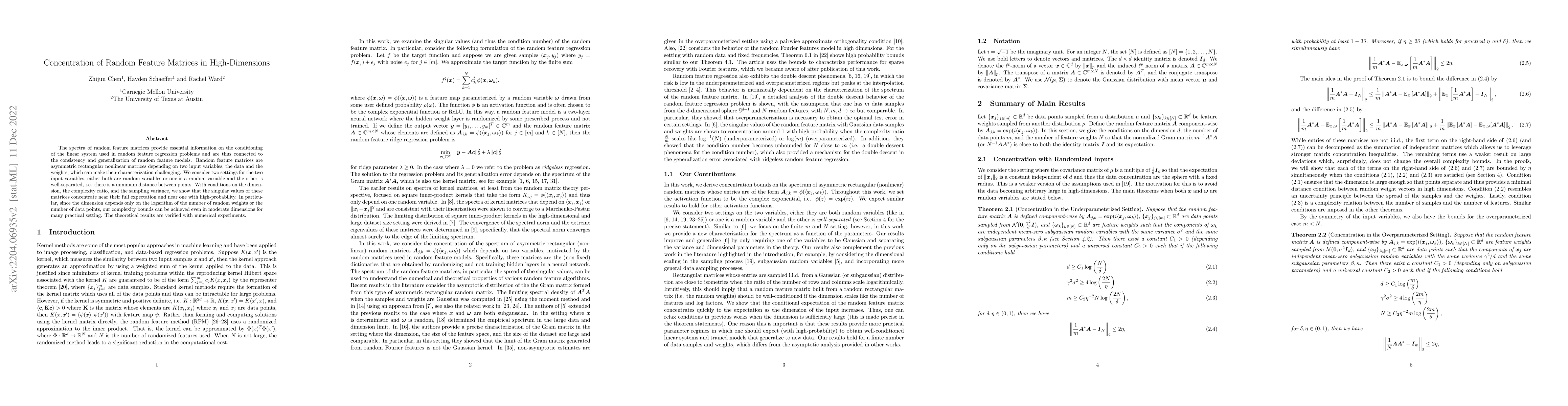 Thumbnail for Concentration of Random Feature Matrices in High-Dimensions