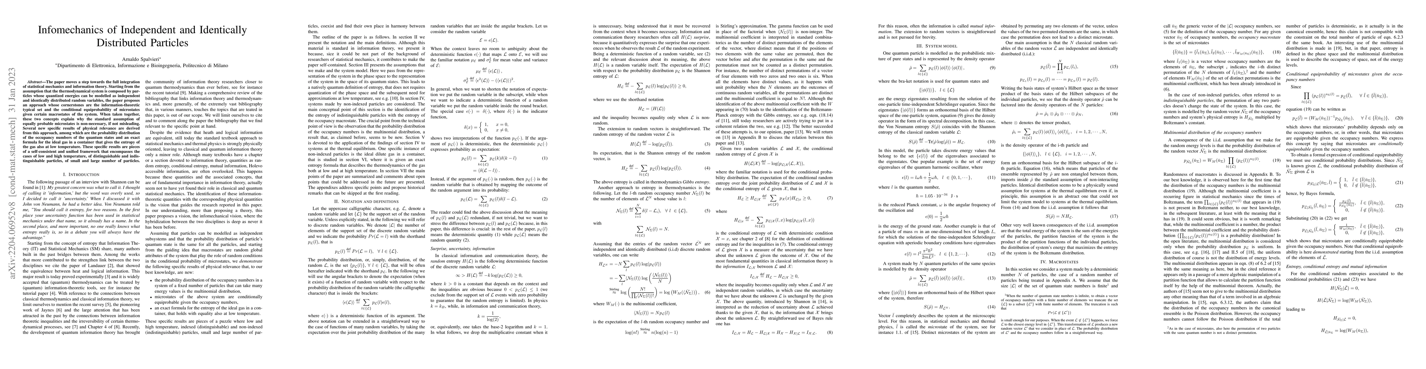 Thumbnail for Infomechanics of Independent and Identically Distributed Particles