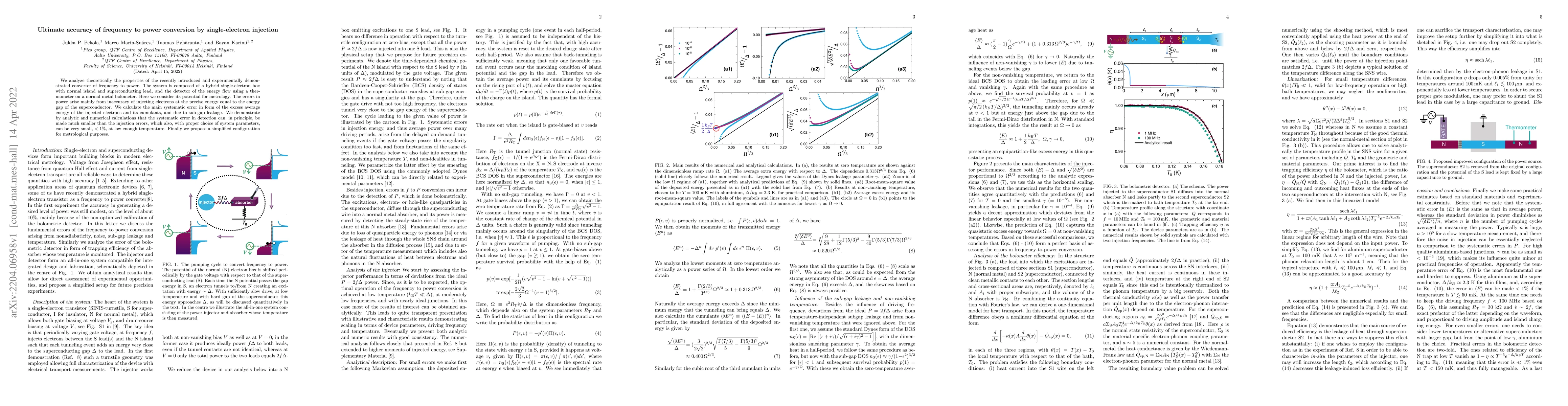 Thumbnail for Ultimate accuracy of frequency to power conversion by single-electron
  injection