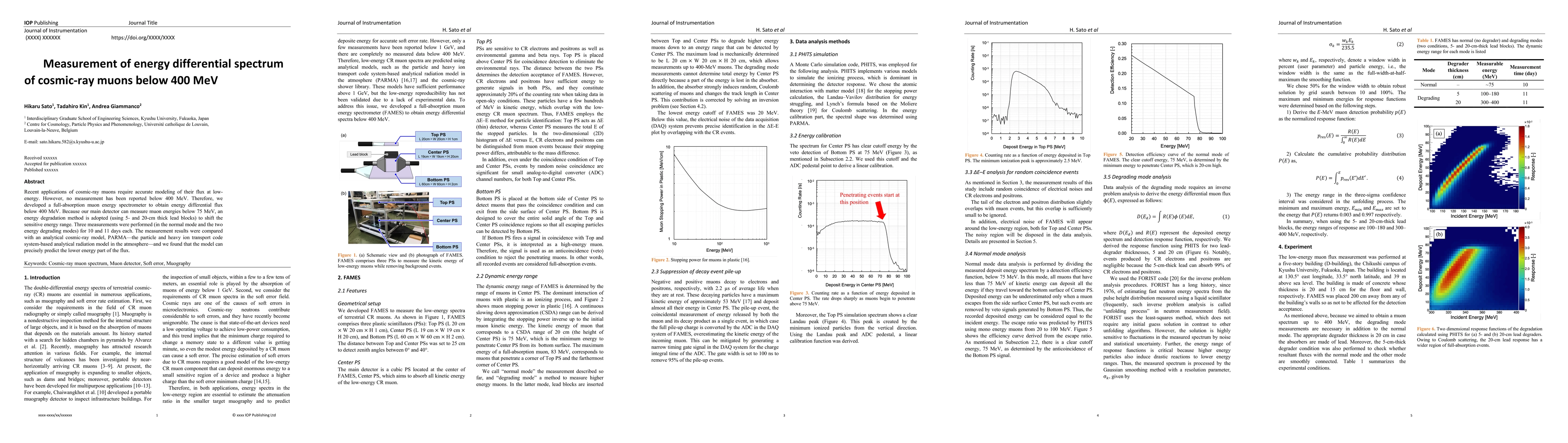 Thumbnail for Measurement of energy differential spectrum of cosmic-ray muons below
  400 MeV