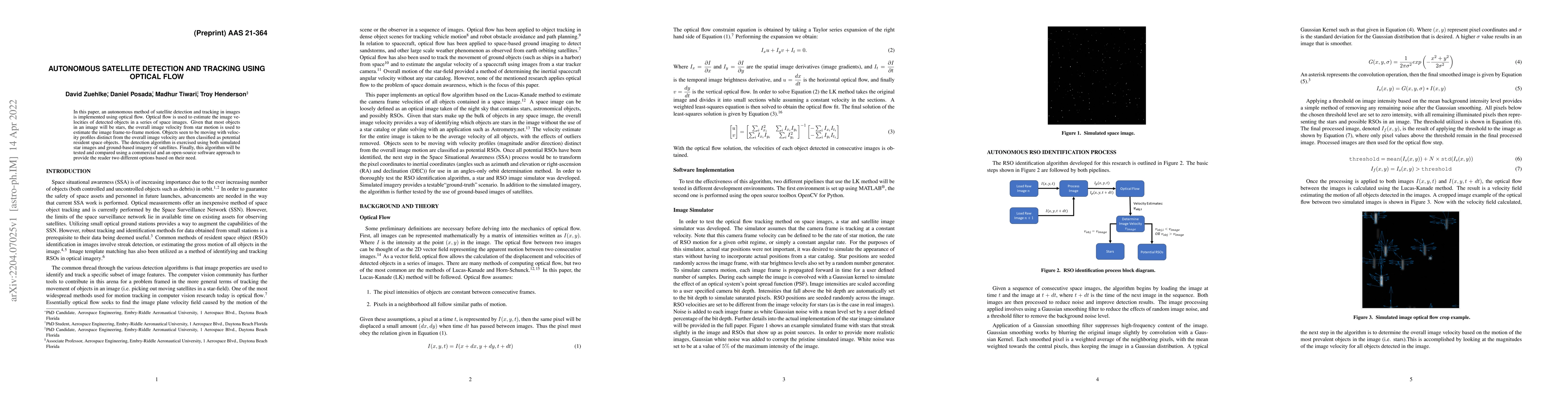 Thumbnail for Autonomous Satellite Detection and Tracking using Optical Flow