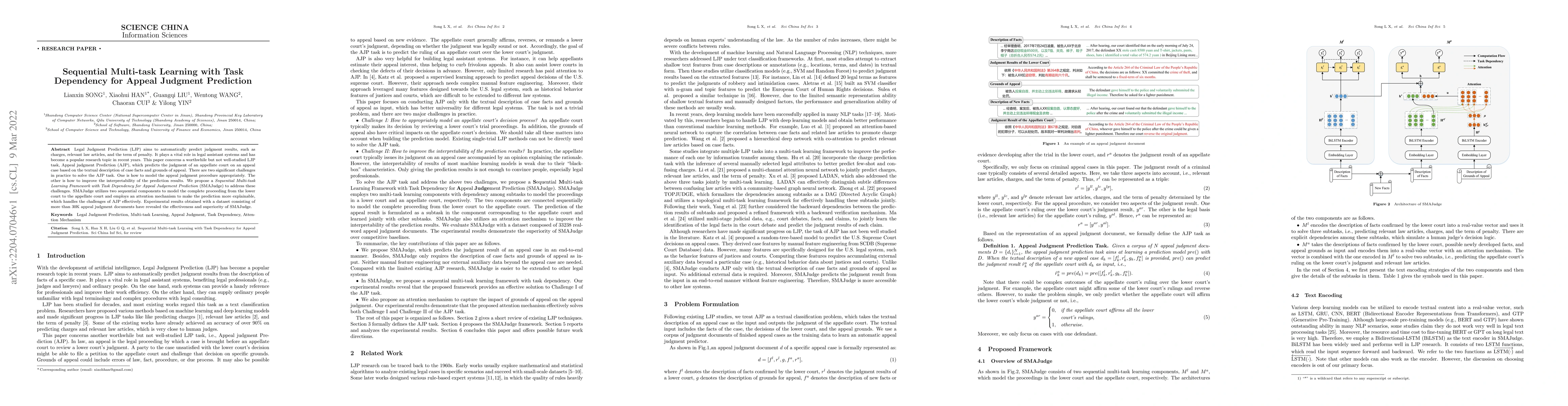 Thumbnail for Sequential Multi-task Learning with Task Dependency for Appeal Judgment
  Prediction
