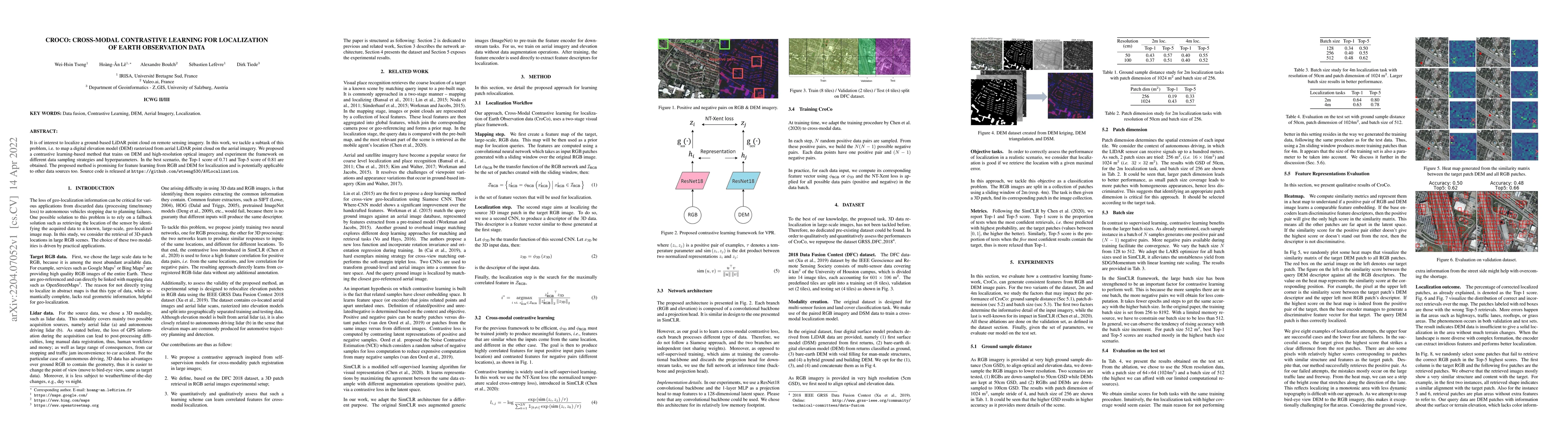 Thumbnail for CroCo: Cross-Modal Contrastive learning for localization of Earth
  Observation data