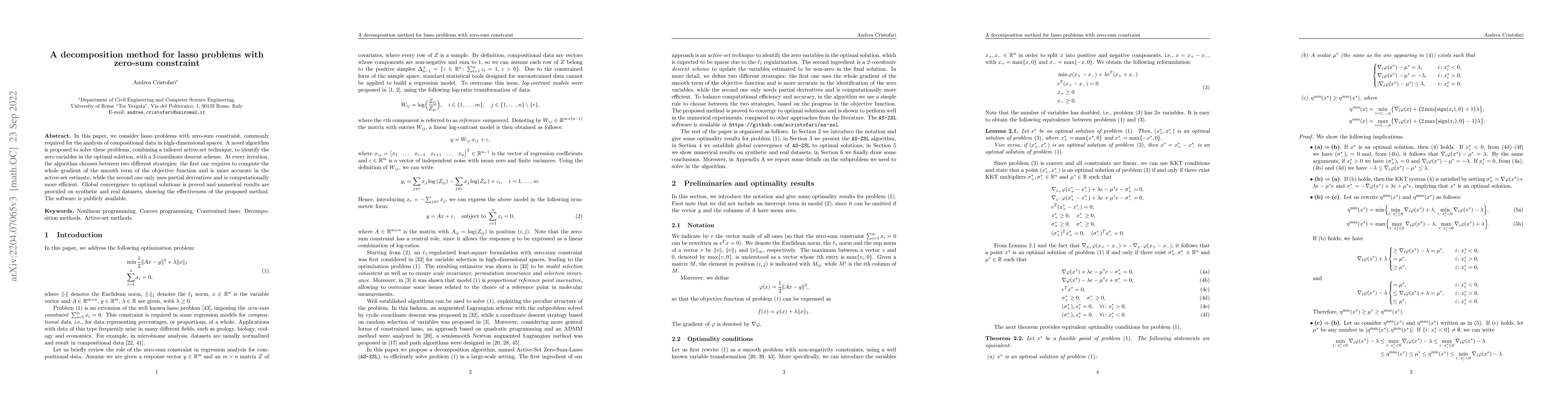 Thumbnail for A decomposition method for lasso problems with zero-sum constraint