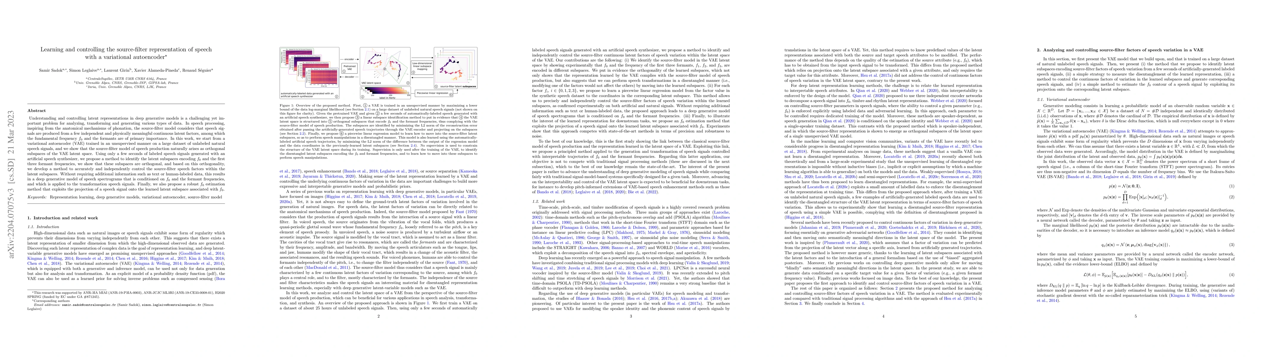 Thumbnail for Learning and controlling the source-filter representation of speech with
  a variational autoencoder