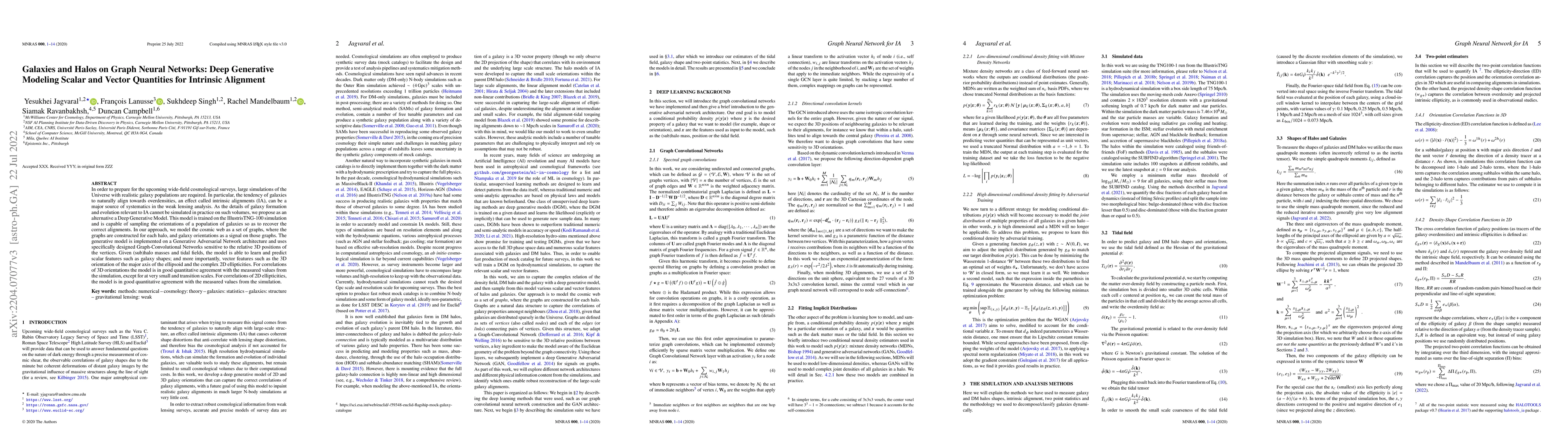 Thumbnail for Galaxies and Halos on Graph Neural Networks: Deep Generative Modeling
  Scalar and Vector Quantities for Intrinsic Alignment
