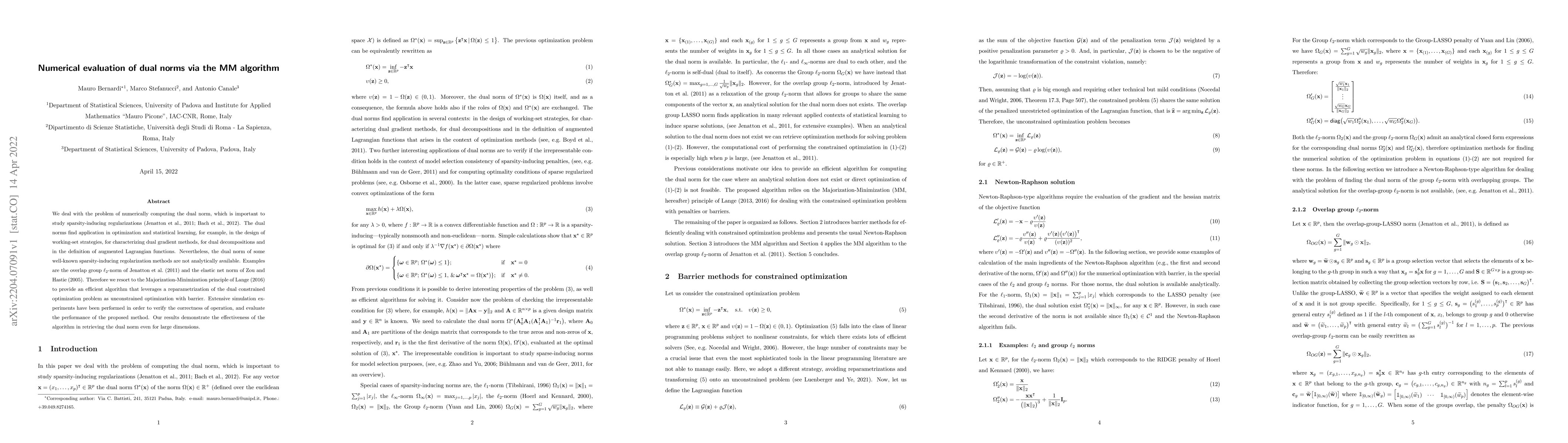 Thumbnail for Numerical evaluation of dual norms via the MM algorithm