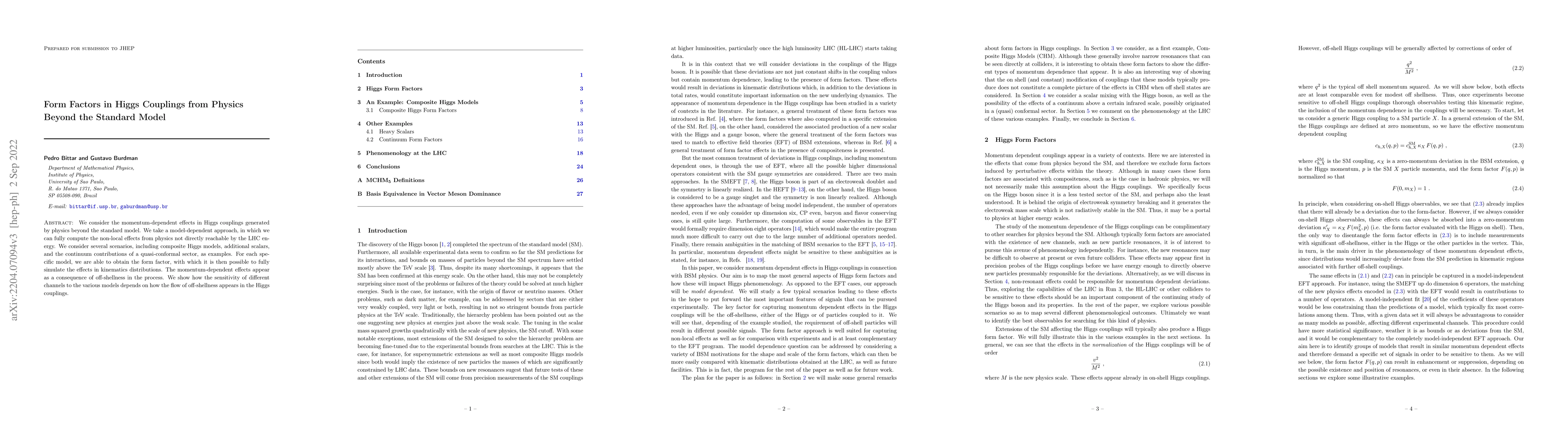 Thumbnail for Form Factors in Higgs Couplings from Physics Beyond the Standard Model