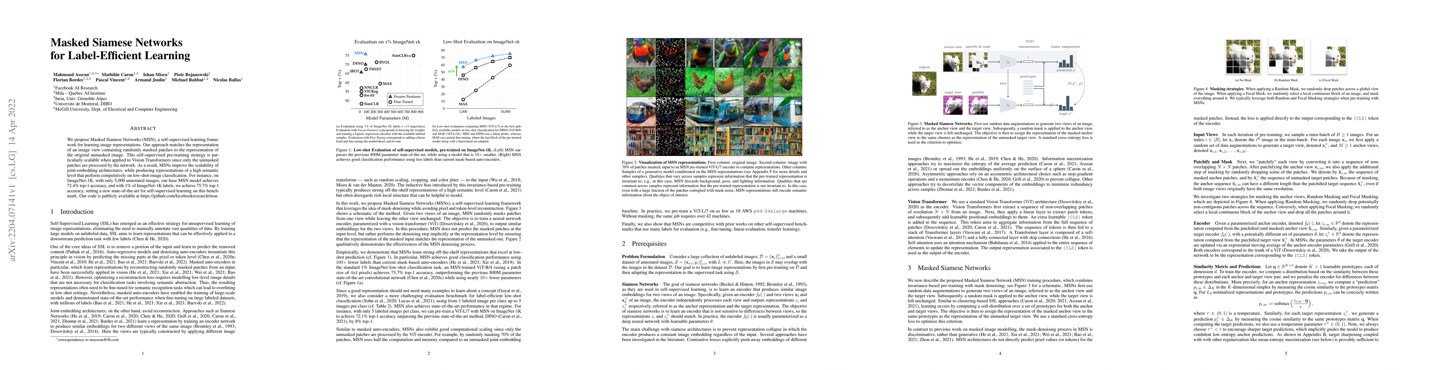 Thumbnail for Masked Siamese Networks for Label-Efficient Learning