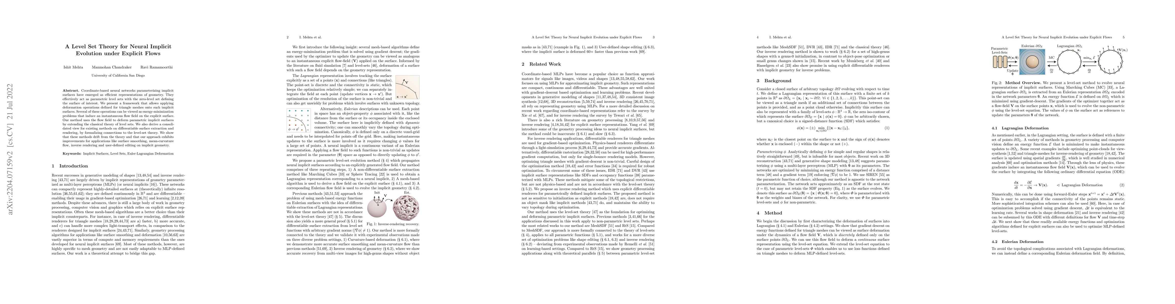 Thumbnail for A Level Set Theory for Neural Implicit Evolution under Explicit Flows