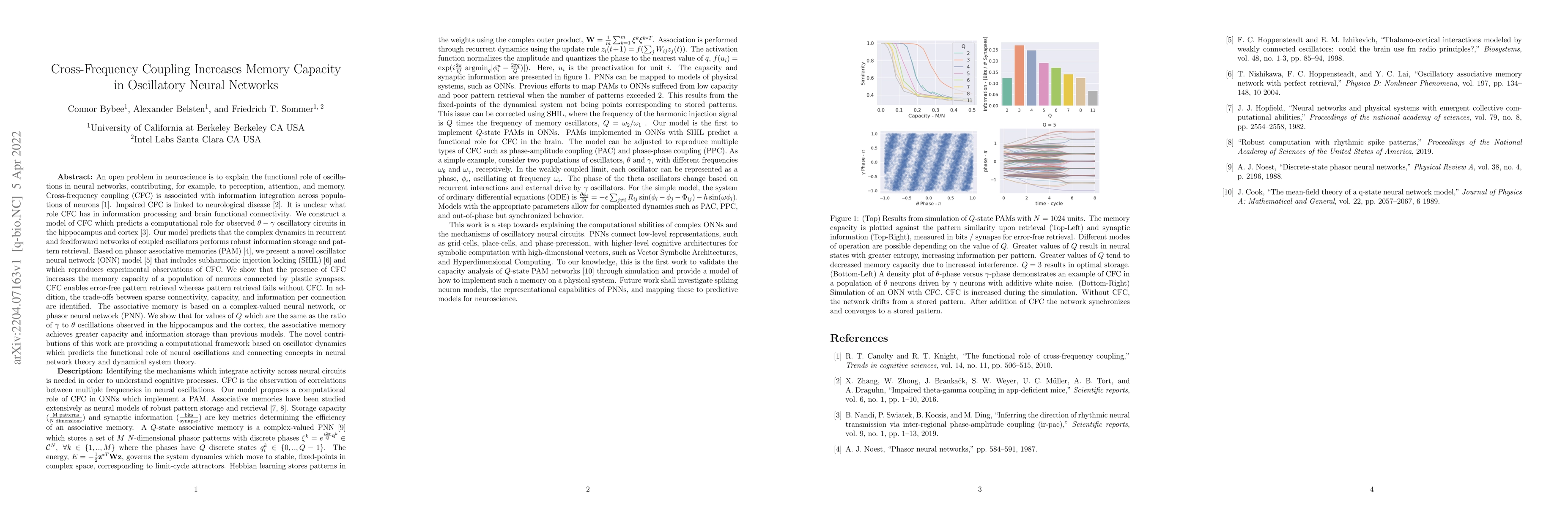 Thumbnail for Cross-Frequency Coupling Increases Memory Capacity in Oscillatory Neural
  Networks