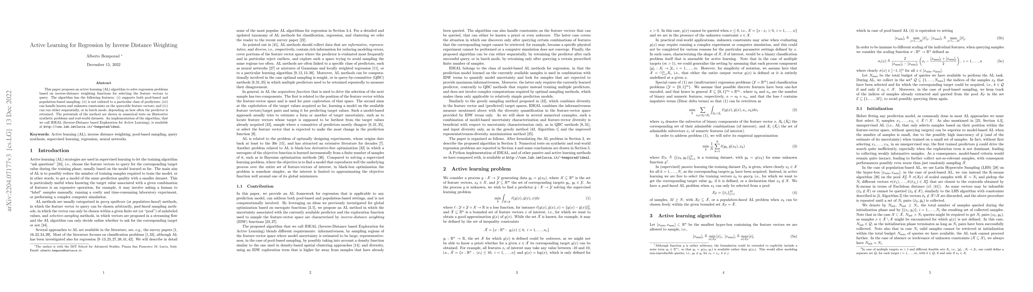 Thumbnail for Active Learning for Regression by Inverse Distance Weighting