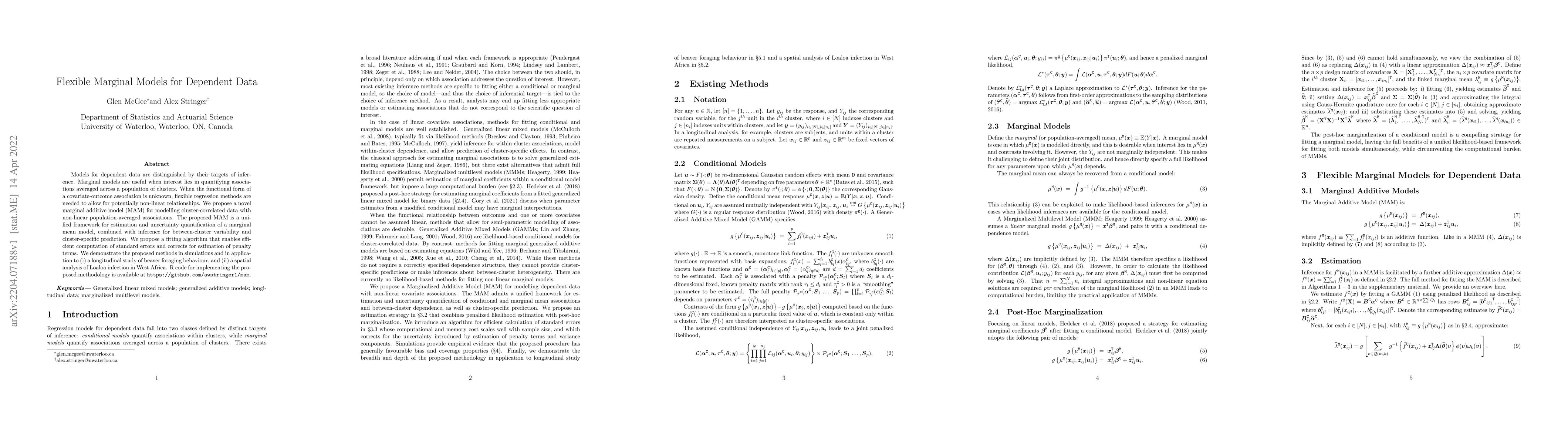 Thumbnail for Flexible Marginal Models for Dependent Data
